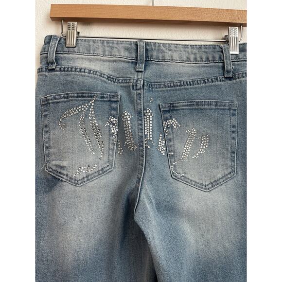 Juicy Couture Jeans 5/27 Stretch Y2K Bedazzled Juicy Wide Leg - Picture 1 of 10